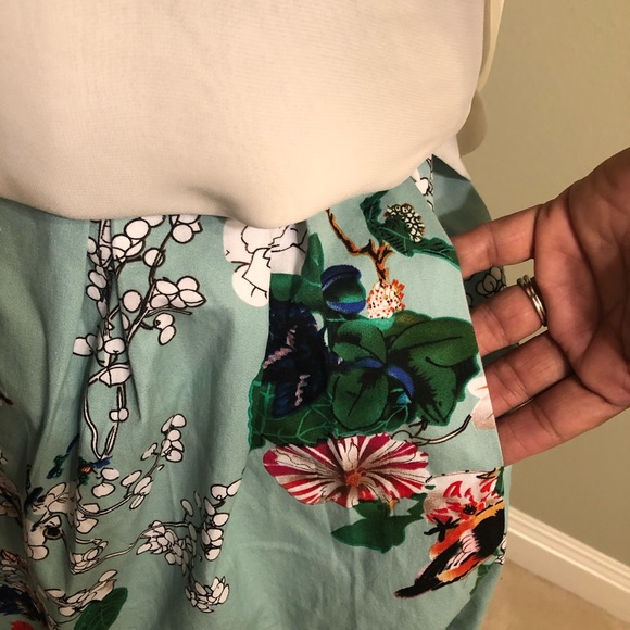 SOLD Vintage Style Mint Floral A-Line Skirt - Picture 2 of 6